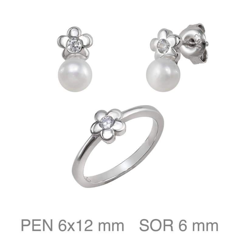 Juego Comunión con Circonitas y Perla de Plata Ley