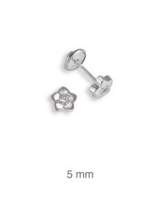 Pendientes Flor Circonita Rosca Plata Ley