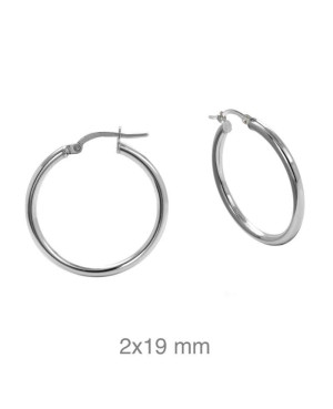 Pendientes Aros 2x19mm Plata Ley