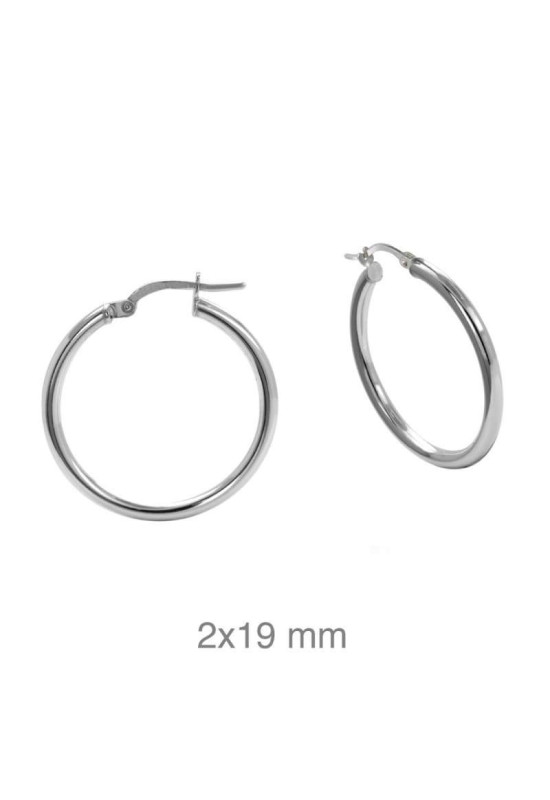 Pendientes Aros 2x19mm Plata Ley
