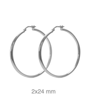 Pendientes Aros 2x24mm Plata Ley
