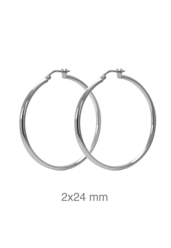 Pendientes Aros 2x24mm Plata Ley