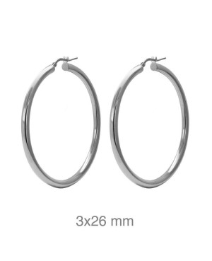 Pendientes Aros 3x26mm Plata Ley