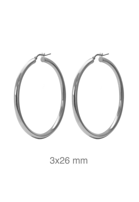 Pendientes Aros 3x26mm Plata Ley