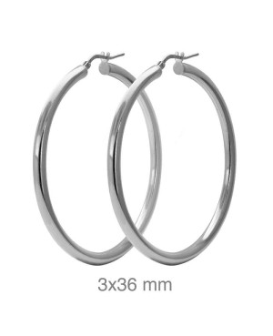 Pendientes Aros 3x36mm Plata Ley