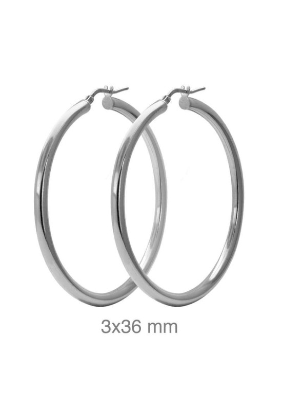Pendientes Aros 3x36mm Plata Ley