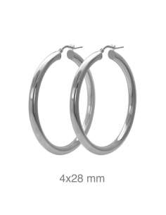 Pendientes Aros 4x28mm Plata Ley