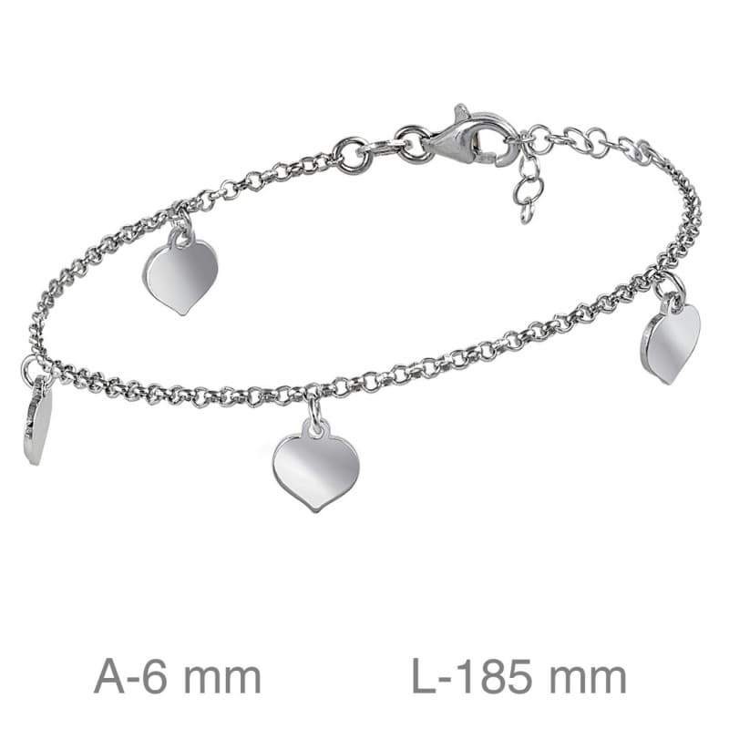 Pulsera con Corazones en Plata Ley