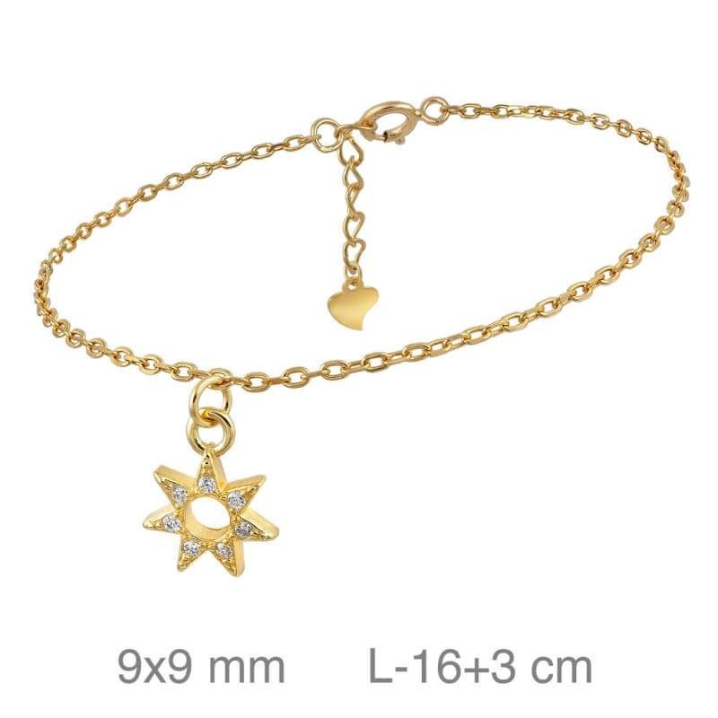 Pulsera Estrella Circonitas Plata Ley Bañada en Oro