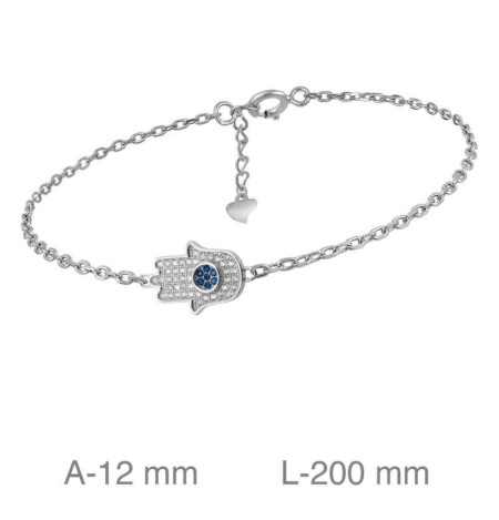 Pulsera Mano de Fátima Circonitas Plata Ley
