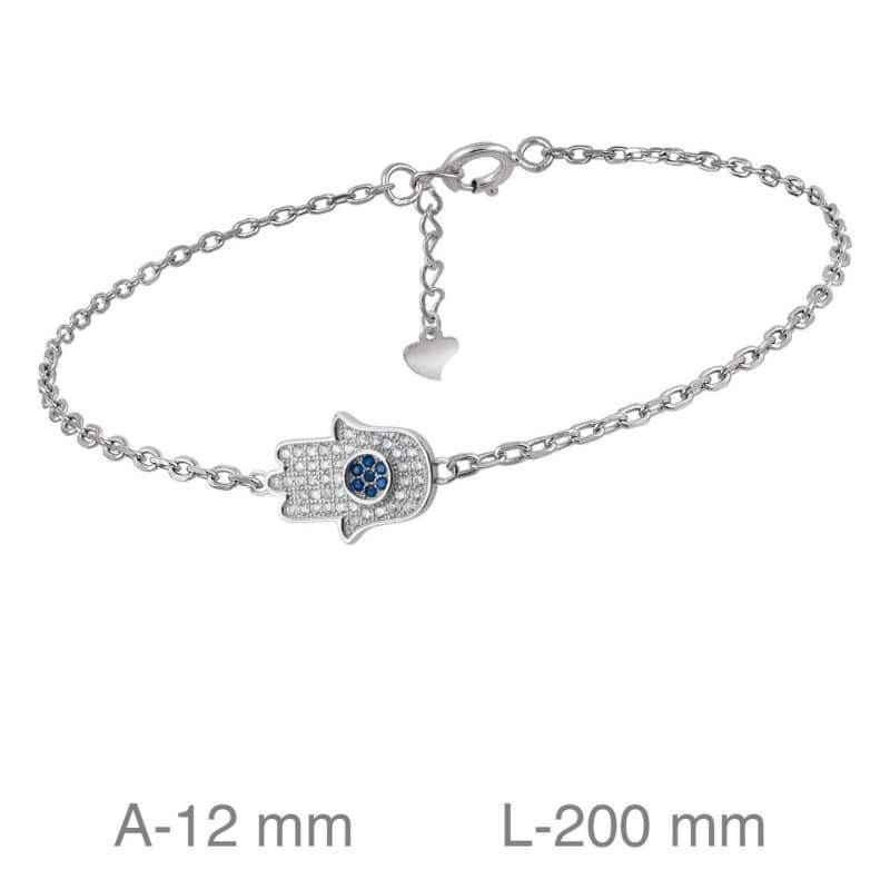 Pulsera Mano de Fátima Circonitas Plata Ley