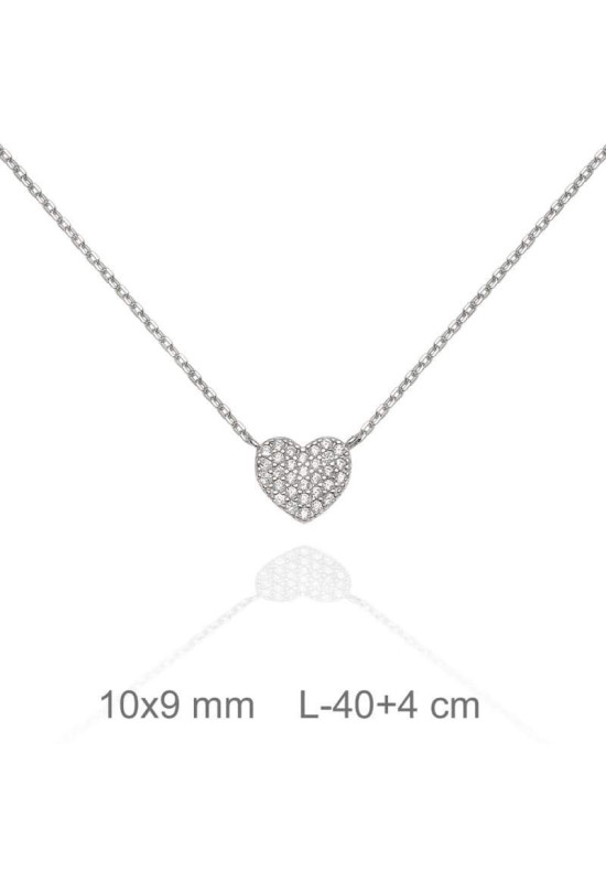 Collar Corazón Circonitas Plata Ley