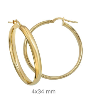 Pendientes Aros Media Caña Plata Ley con Baño de Oro