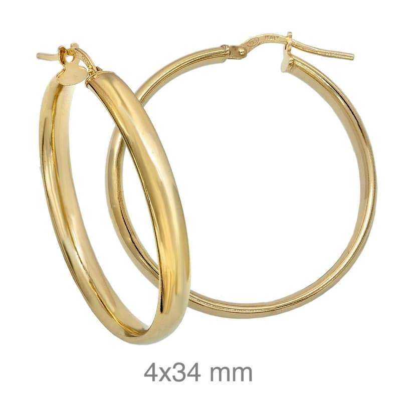 Pendientes Aros Media Caña Plata Ley con Baño de Oro