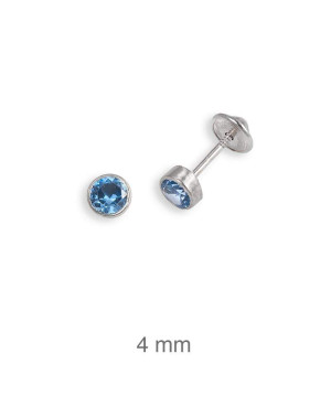 Pendientes Circonita azul Rosca Plata Ley