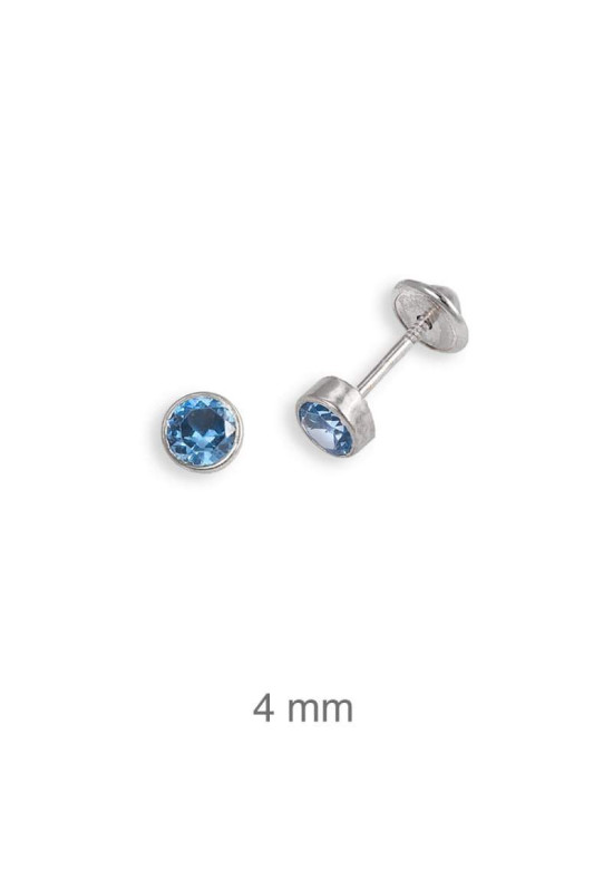 Pendientes Circonita azul Rosca Plata Ley