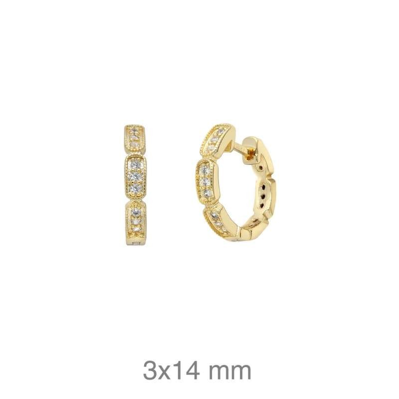 Pendientes Aros Circonitas Plata Ley Bañada en Oro