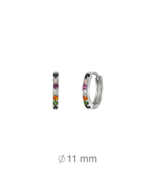 Pendientes Aros Circonitas Colores Plata Ley