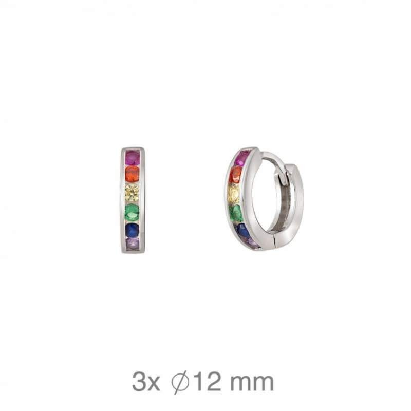 Pendientes Aros Circonitas Colores Plata Ley