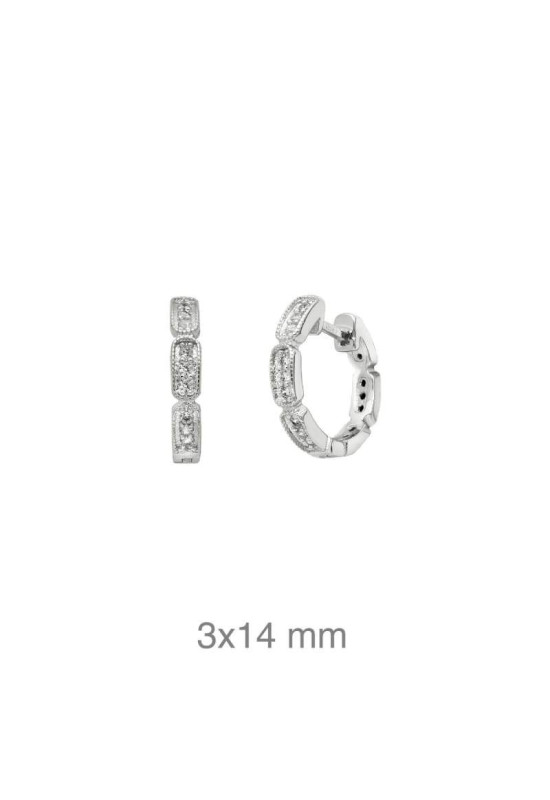 Pendientes Aros Circonitas Plata Ley