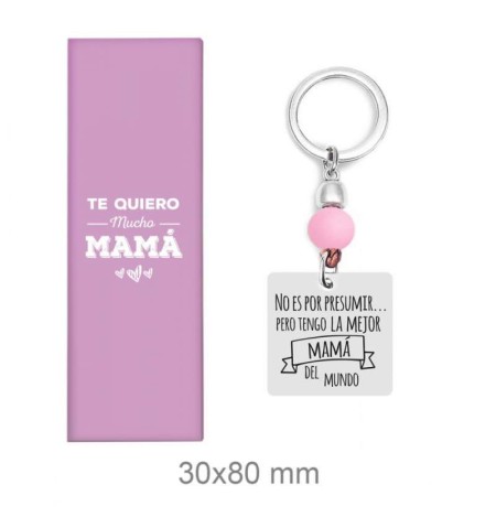 Llavero Acero y Gema Rosa la mejor Mama del Mundo