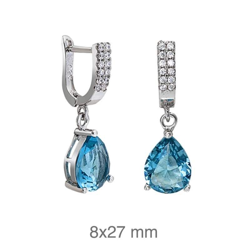 Pendientes Circonitas  Azul Plata Ley