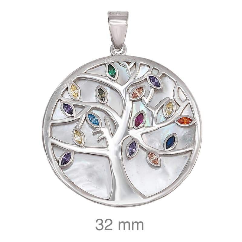Colgante Árbol de la Vida Circonitas Multicolores Plata Ley