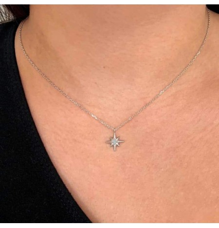 Collar Estrella Polar Circonita Plata Ley