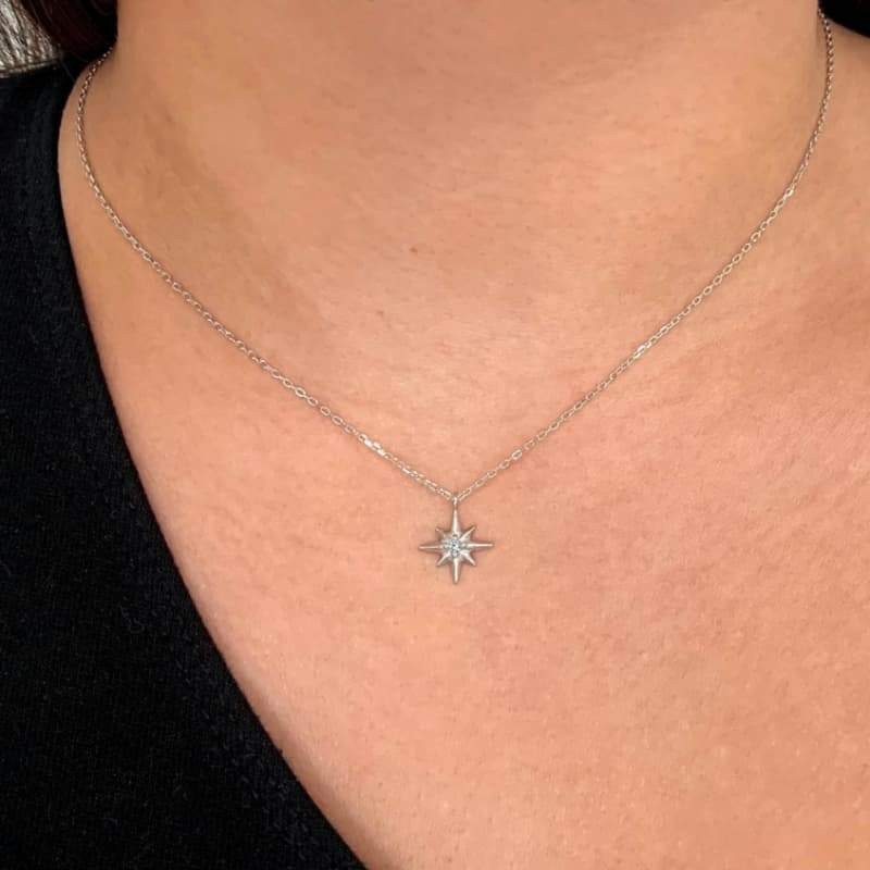 Collar Estrella Polar Circonita Plata Ley