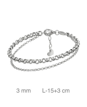 Pulsera Doble Cadena Plata Ley