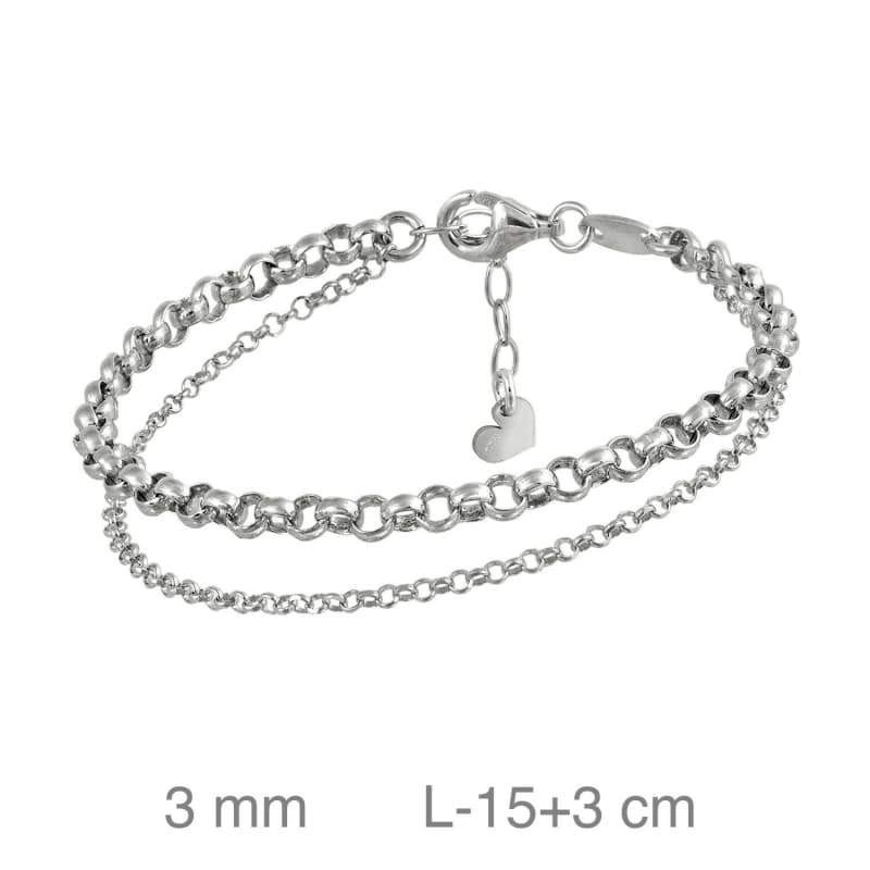 Pulsera Doble Cadena Plata Ley