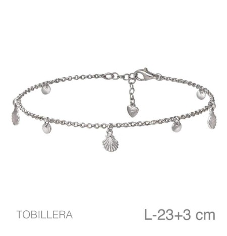 Tobillera Conchas Plata Ley