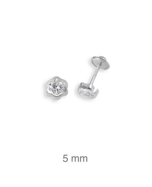 Pendientes Flor Circonita Rosca Plata Ley