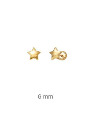 Pendientes Estrella Rosca Plata Ley con Baño de Oro