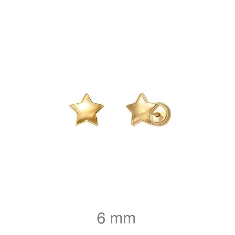 Pendientes Estrella Rosca Plata Ley con Baño de Oro