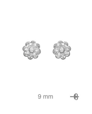 Pendientes Flor Circonitas Plata Ley