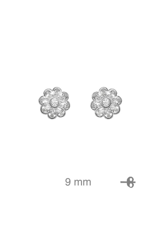 Pendientes Flor Circonitas Plata Ley