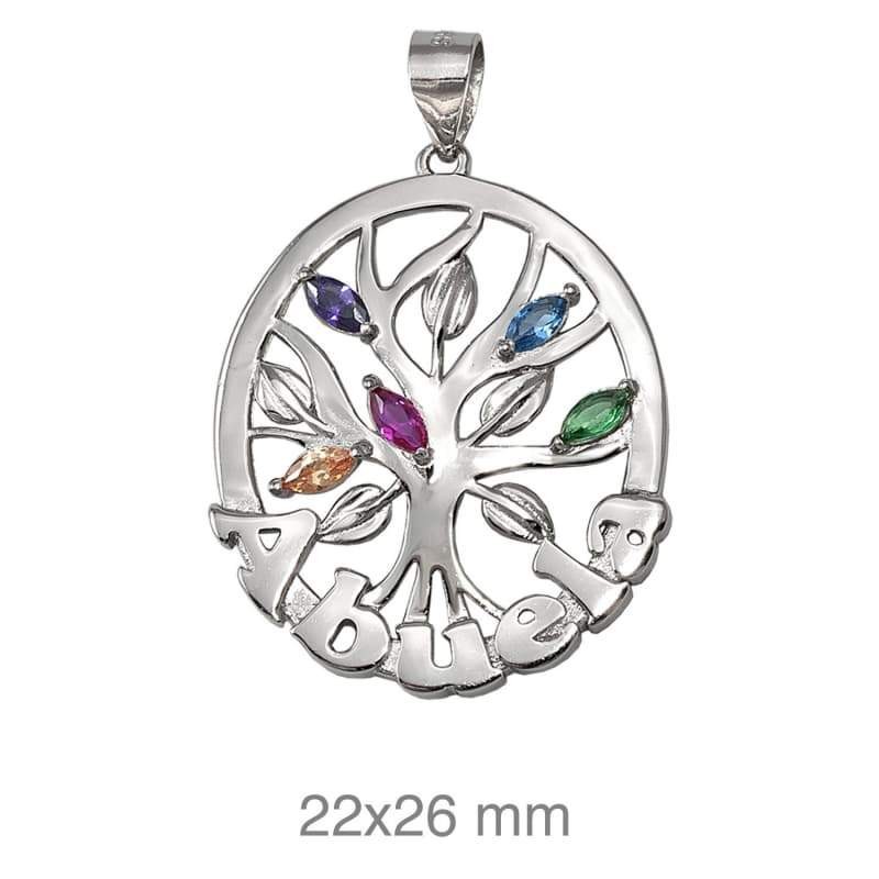 Colgante Abuela Árbol de la Vida Circonitas Multicolores Plata Ley