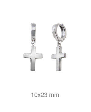Pendientes Aros con Cruz Plata Ley