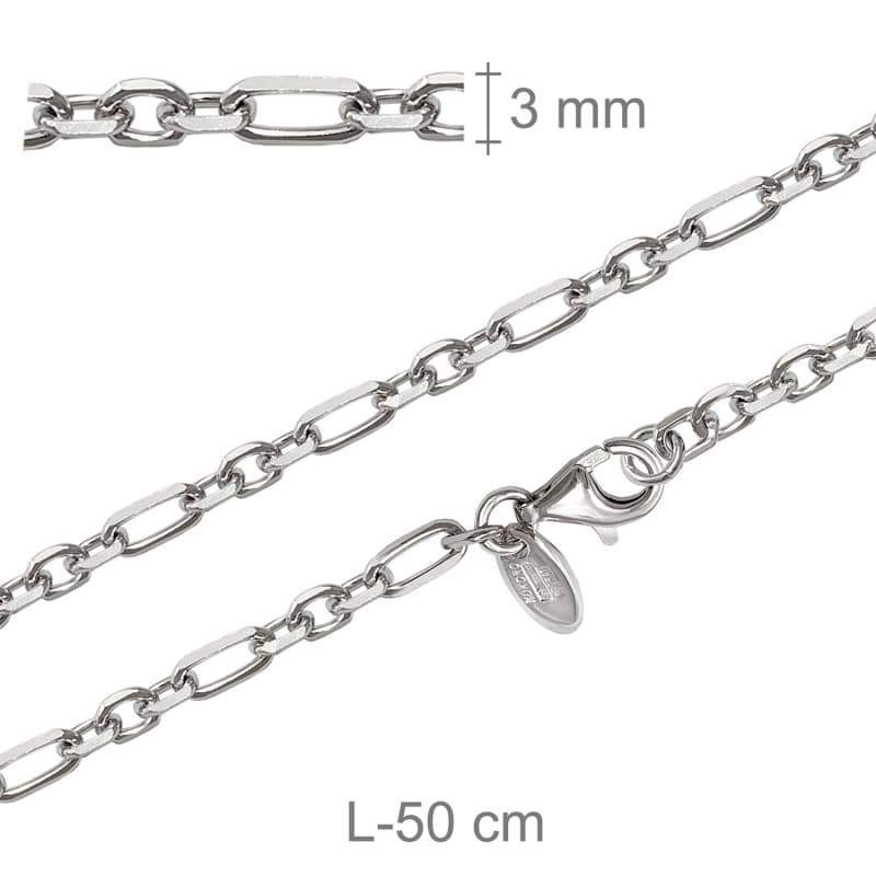 Cadena Figaro3x1 50cm Plata Ley Rodiada