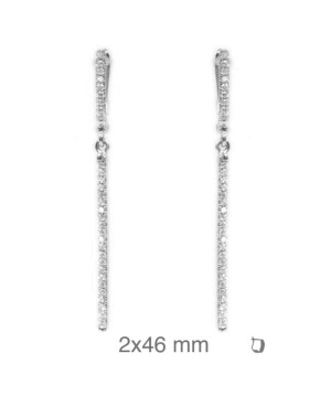 Pendientes Largos Circonitas  Plata Ley