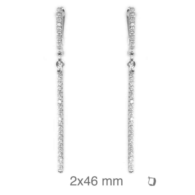 Pendientes Largos Circonitas  Plata Ley