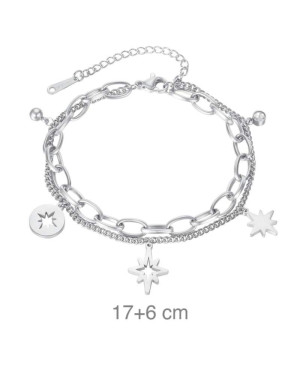 Pulsera Acero Doble con Estrellas y Circonita