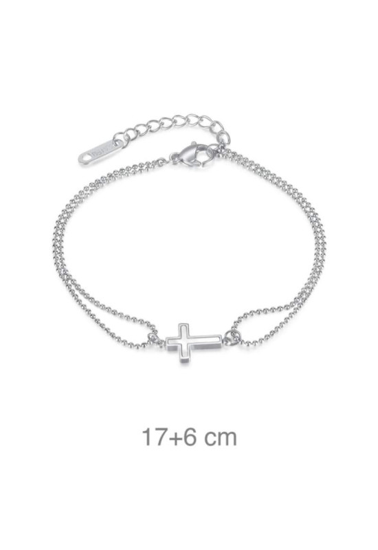 Pulsera Acero Doble con Cruz
