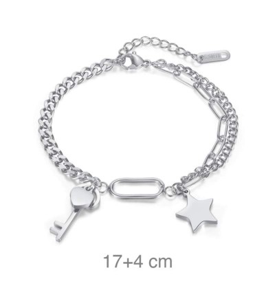 Pulsera Acero Estrella y Llave con Corazón