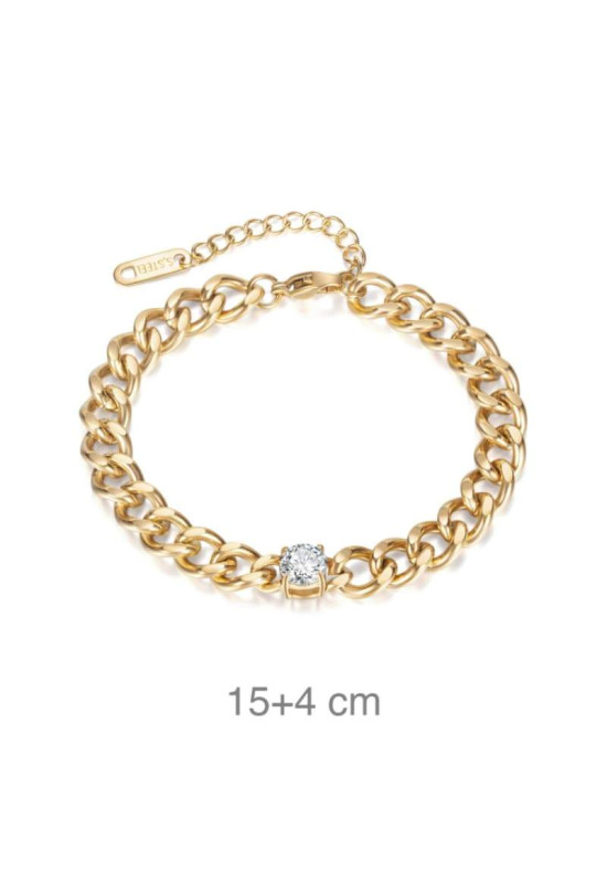 Pulsera Acero Dorado con Circonita