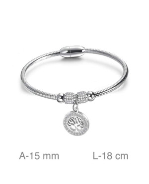 Brazalete Acero con Circonitas y Árbol de la Vida
