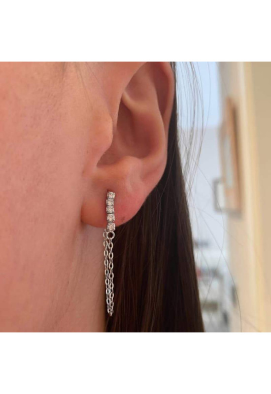 Pendientes con Cadena y Circonitas Plata Ley