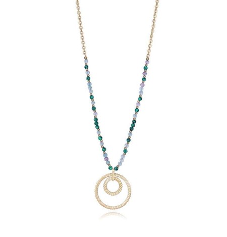 Collar Viceroy Chic Acero Dorado con Piedras en tonos Verdes y Lila