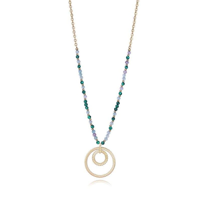 Collar Viceroy Chic Acero Dorado con Piedras en tonos Verdes y Lila
